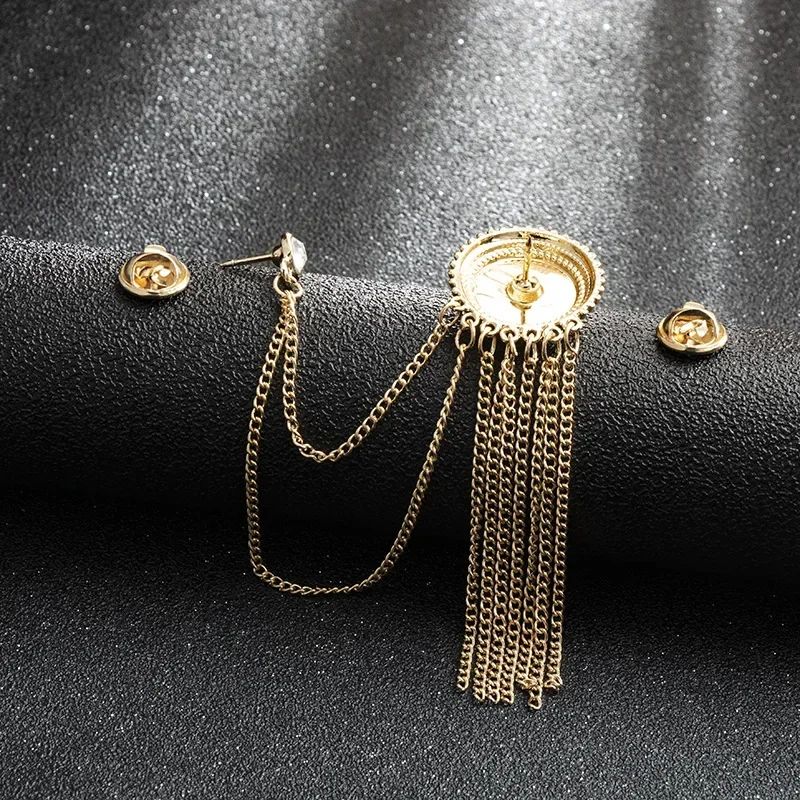 Luxury Rhinestone Tassel Brooch Pin For Men 1