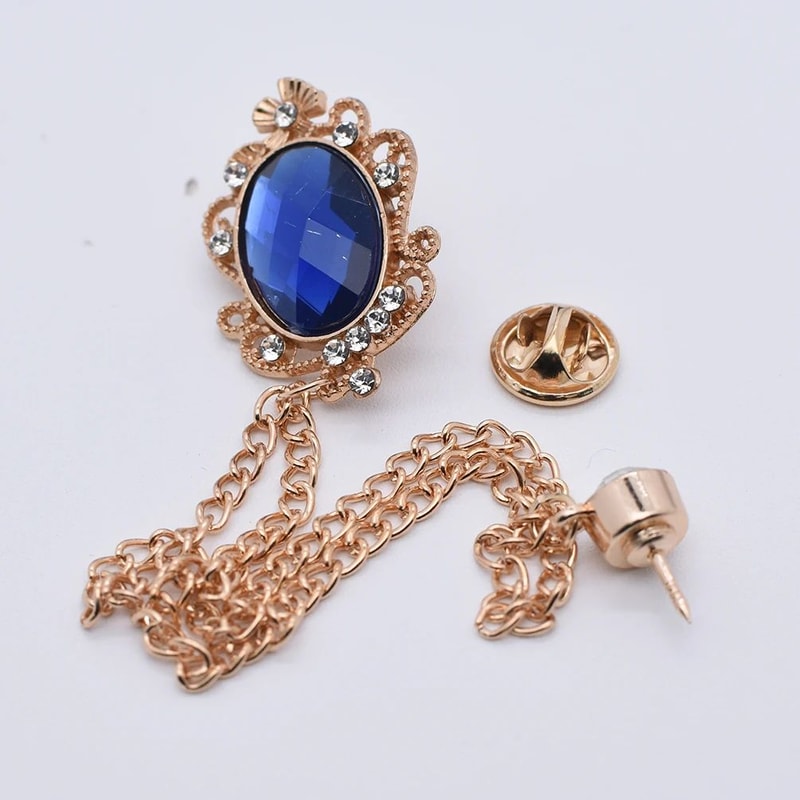 Luxury Rhinestone Tassel Brooch Pin For Men 6