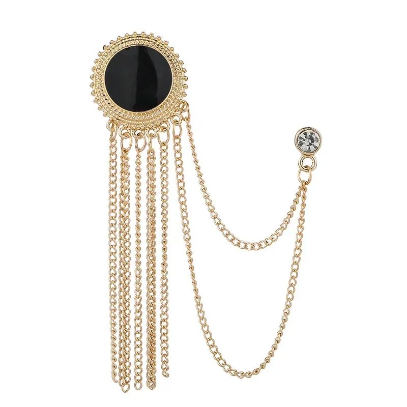 Luxury Rhinestone Tassel Brooch Pin For Men 7