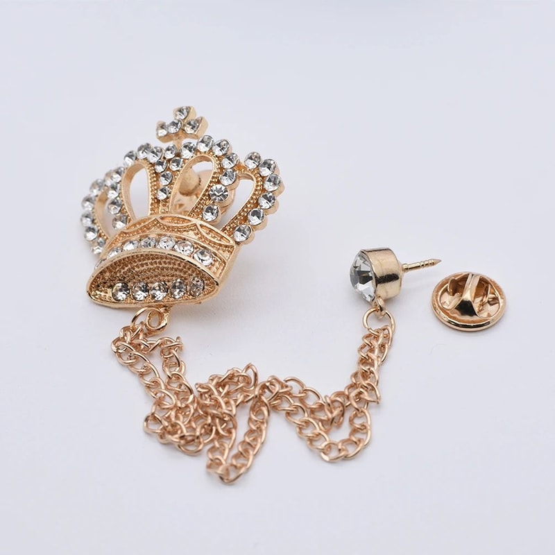 Luxury Rhinestone Tassel Brooch Pin For Men 8
