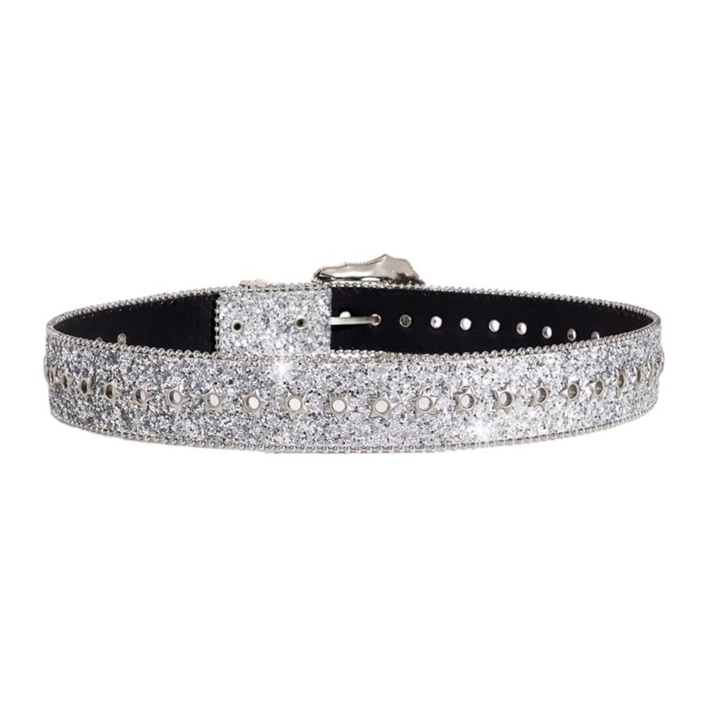 Glitter Sequined Waist Belt With Sparkling Buckle 2