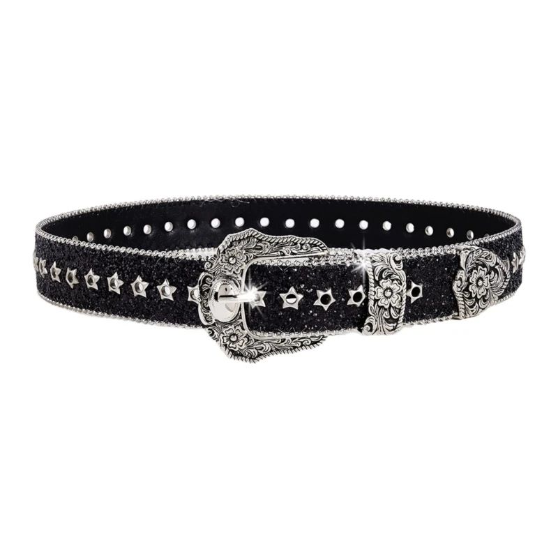 Glitter Sequined Waist Belt With Sparkling Buckle 3