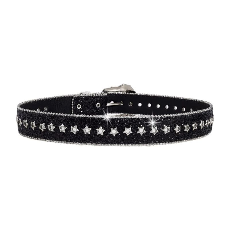Glitter Sequined Waist Belt With Sparkling Buckle 4