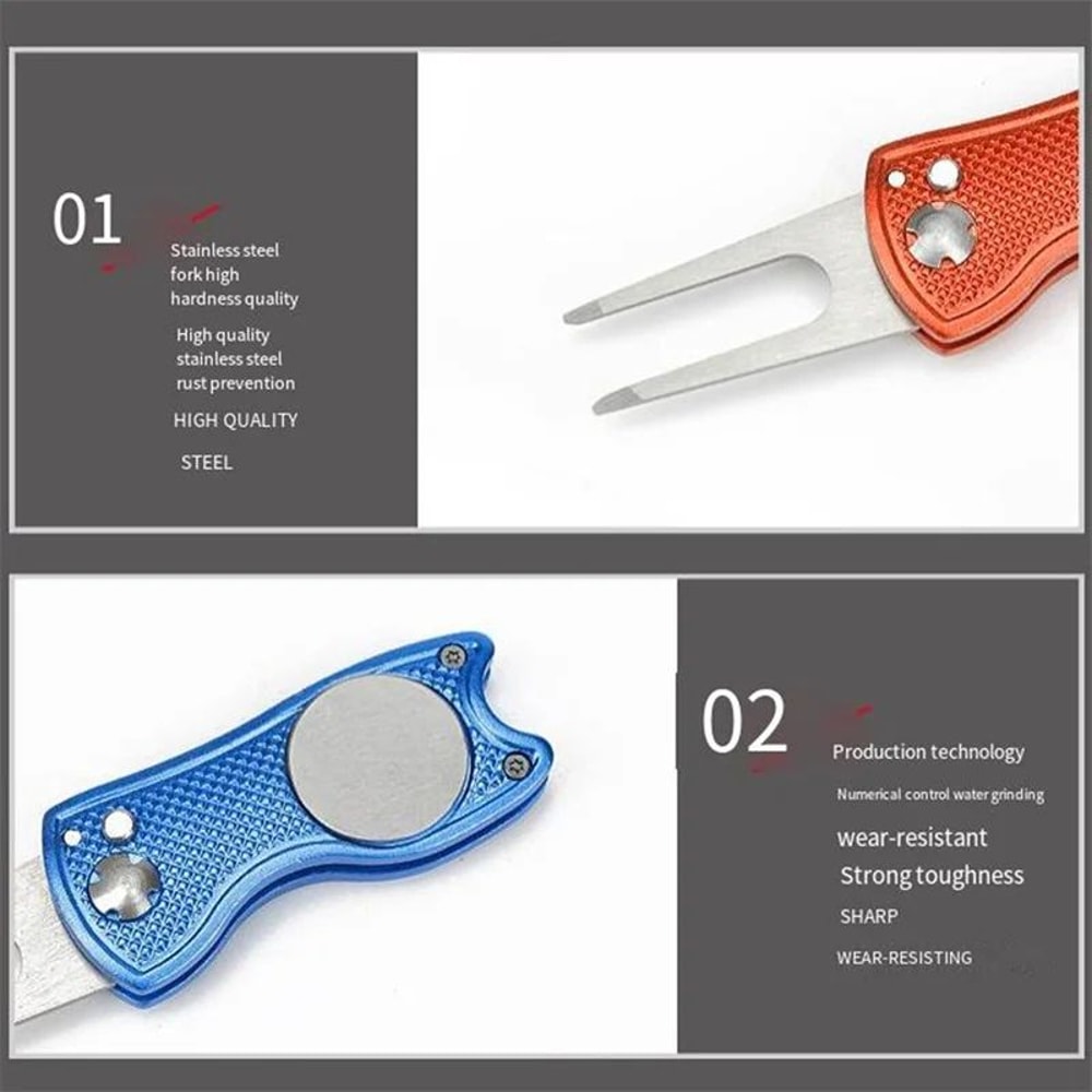 Foldable Golf Divot Repair Tool With Groove Cleaner 4