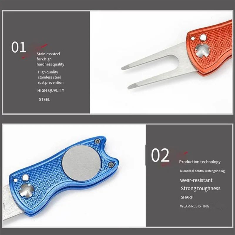 Foldable Golf Divot Repair Tool With Groove Cleaner 4