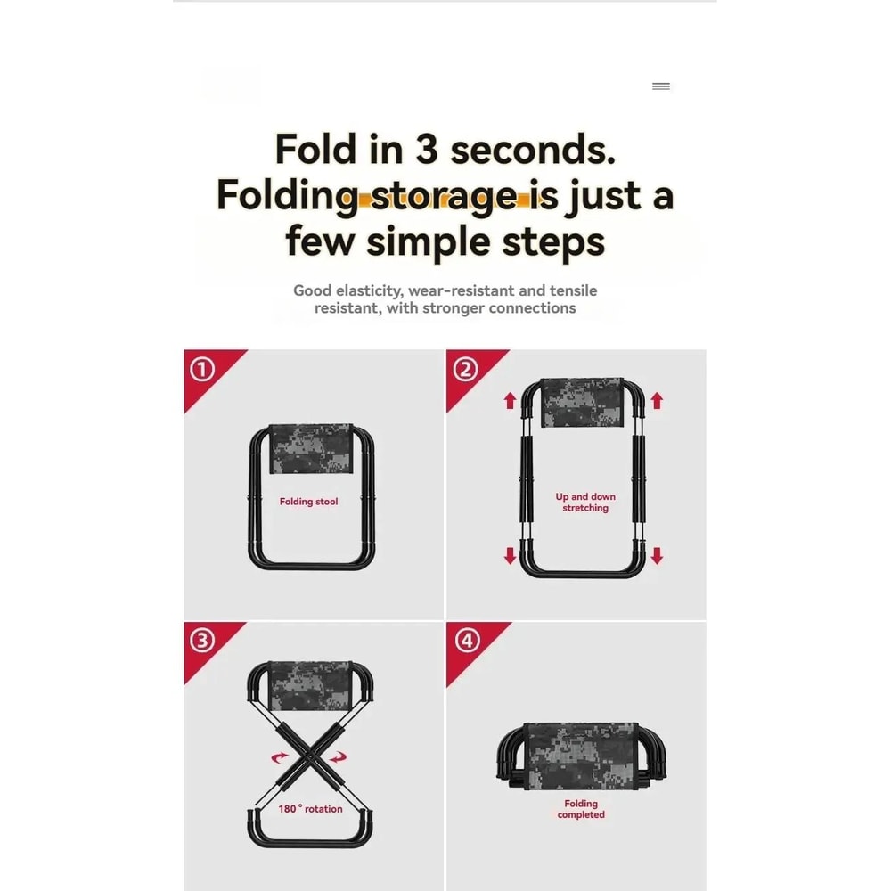 Portable Folding Camping Stool Beach And Fishing Chair 12