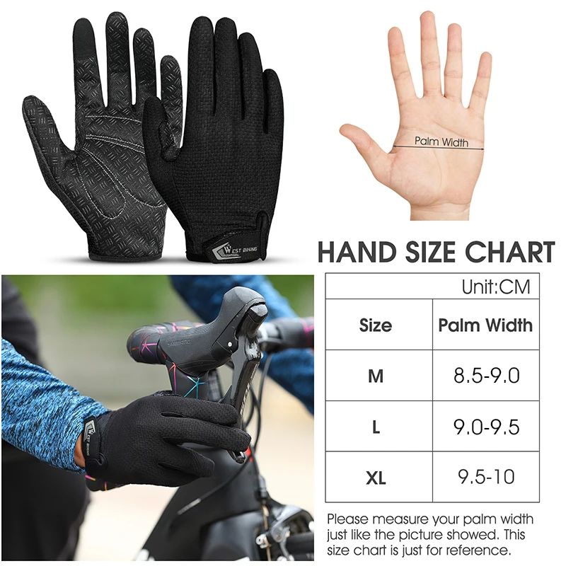 WEST BIKING Full Finger Touchscreen Cycling Gloves 5