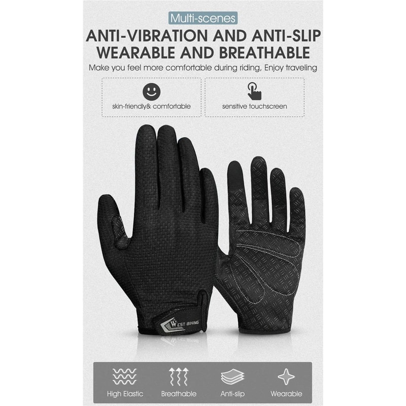 WEST BIKING Full Finger Touchscreen Cycling Gloves 6