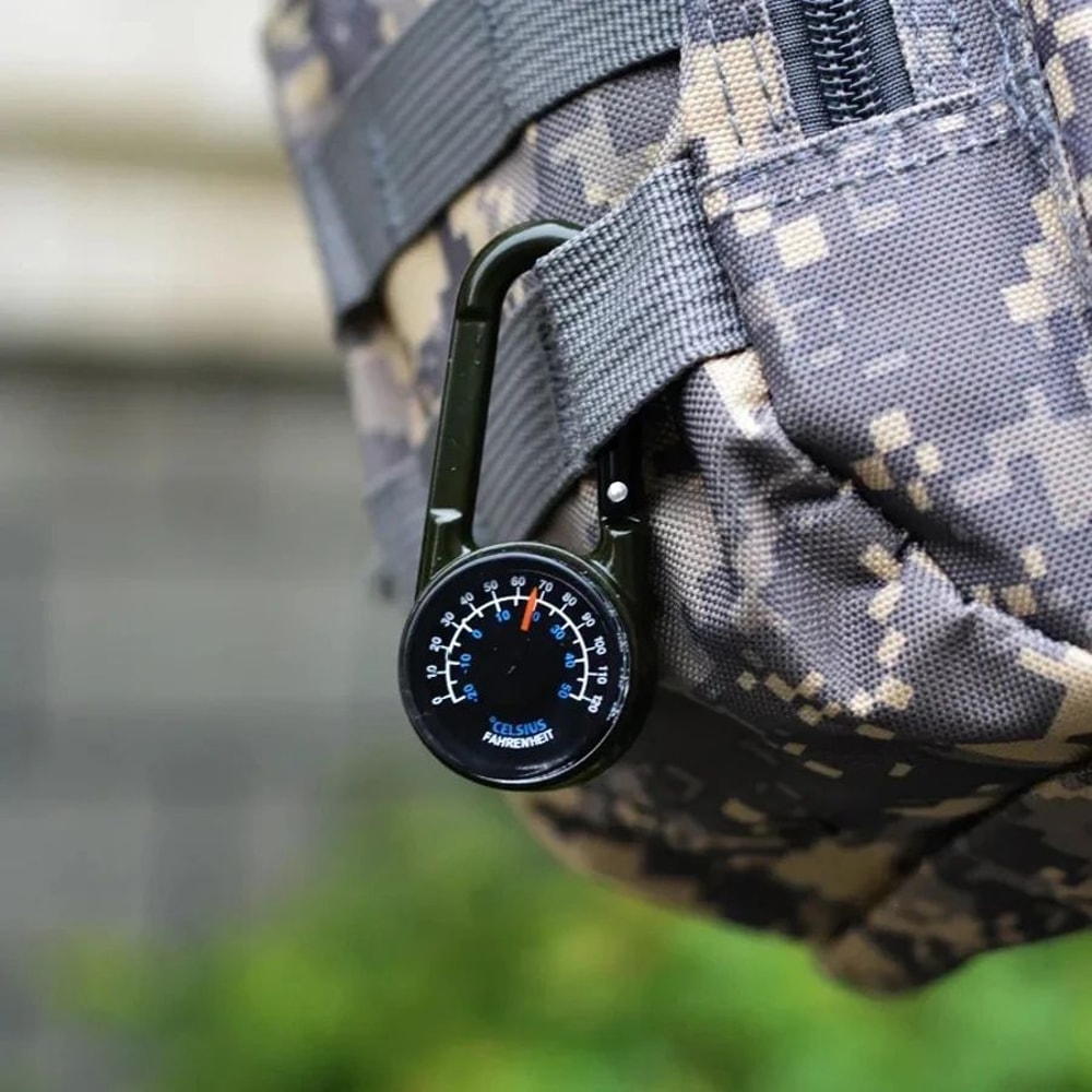 3 In 1 Mini Compass Thermometer Carabiner Keychain 11