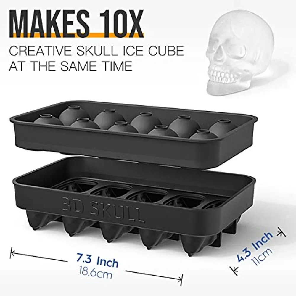 Skull Ice Cube Tray Silicone Mold With Funnel 3