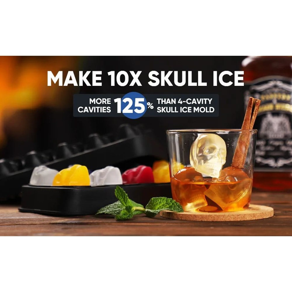 Skull Ice Cube Tray Silicone Mold With Funnel 8