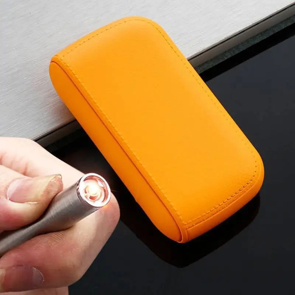 Leather Cigarette Case With USB Rechargeable Lighter 12
