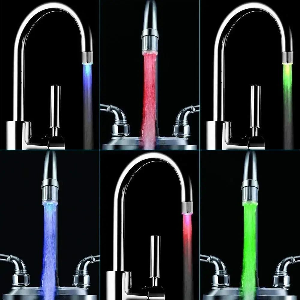RGB LED Faucet Light 7 Color Water Glow Bathroom Lamp 8