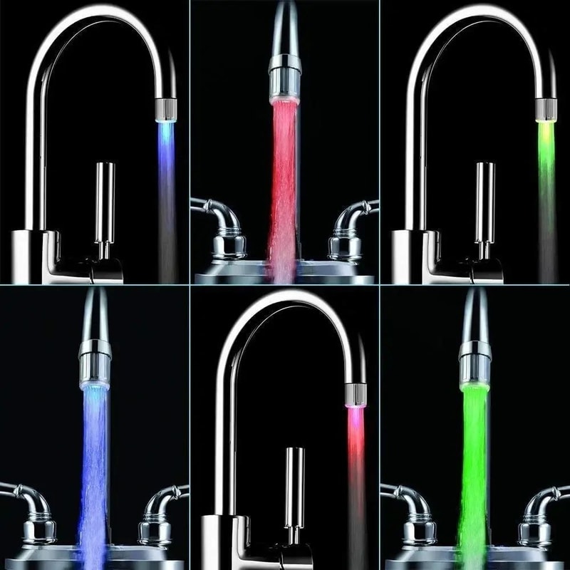 RGB LED Faucet Light 7 Color Water Glow Bathroom Lamp 8