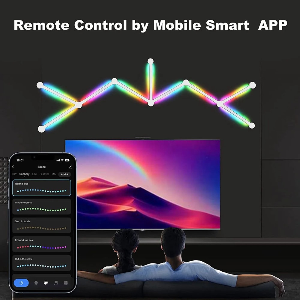 RGB Smart Wall Light Panels With Bluetooth Sound Control 7