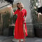 Women Red Polka Dot V Neck Casual Office Maxi Dress 1