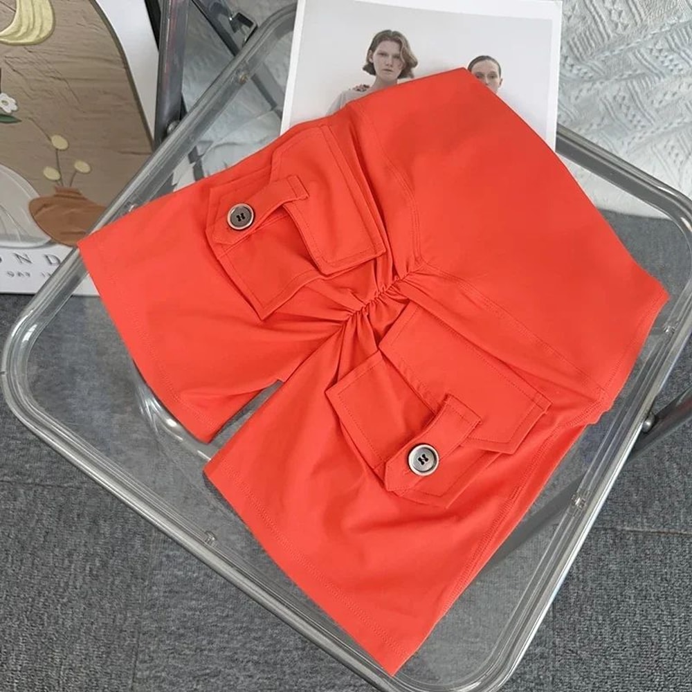 Women High Waist Peach Butt Yoga Shorts With Pocket 7