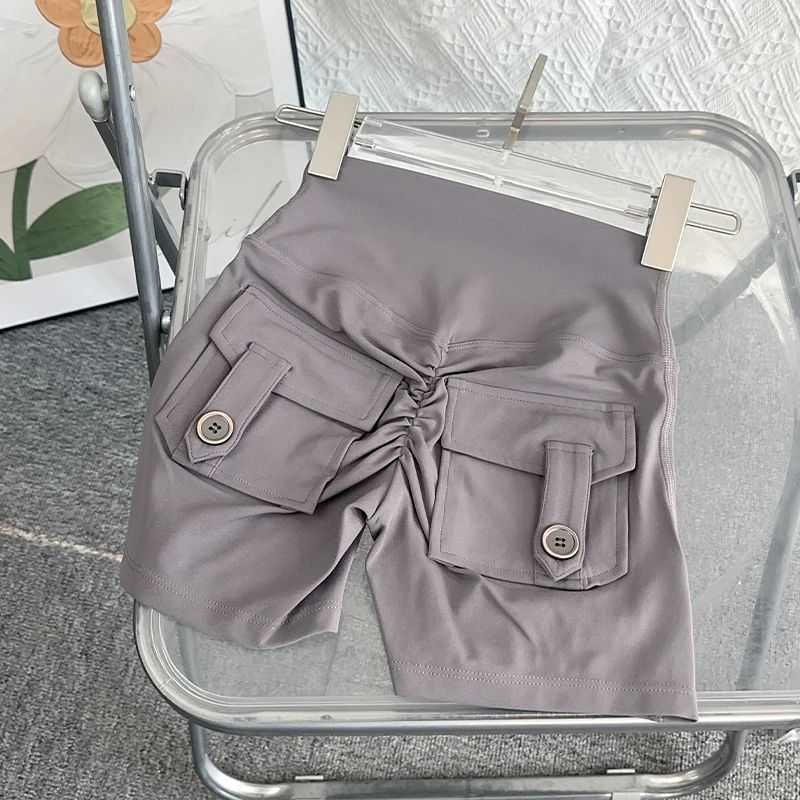 Women High Waist Peach Butt Yoga Shorts With Pocket 6