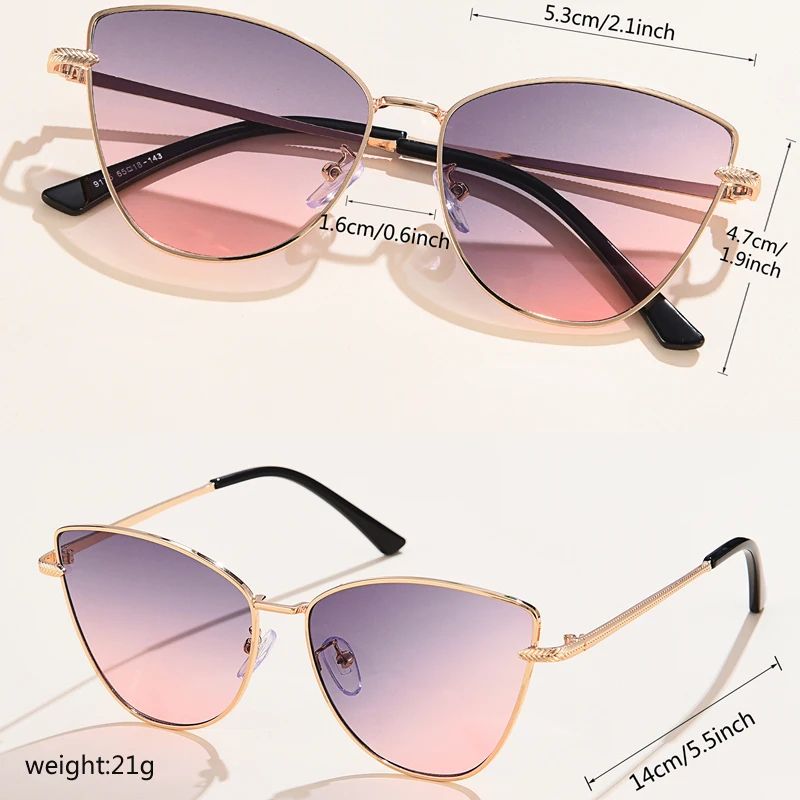 Women Cat Eye Metal Frame UV400 Fashion Sunglasses 1