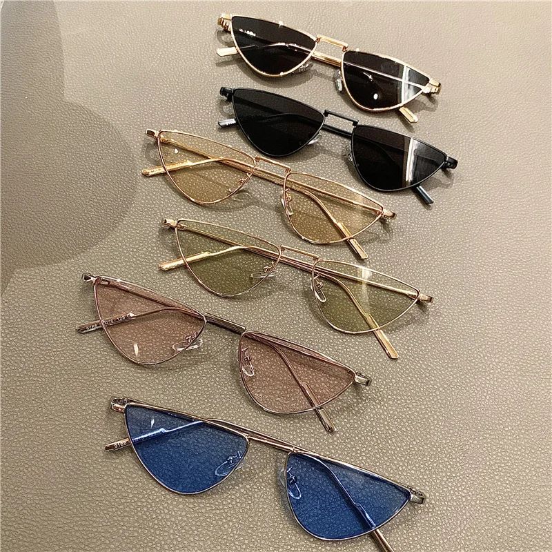 Women Small Cat Eye Metal UV400 Fashion Sunglasses 7