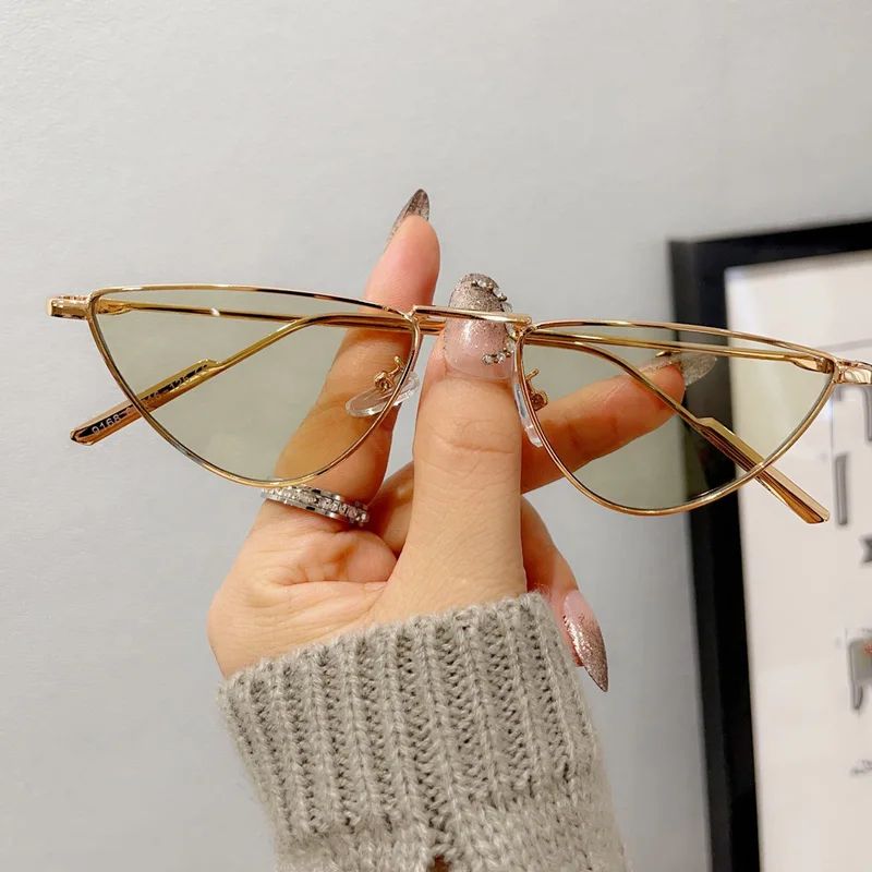 Women Small Cat Eye Metal UV400 Fashion Sunglasses 12