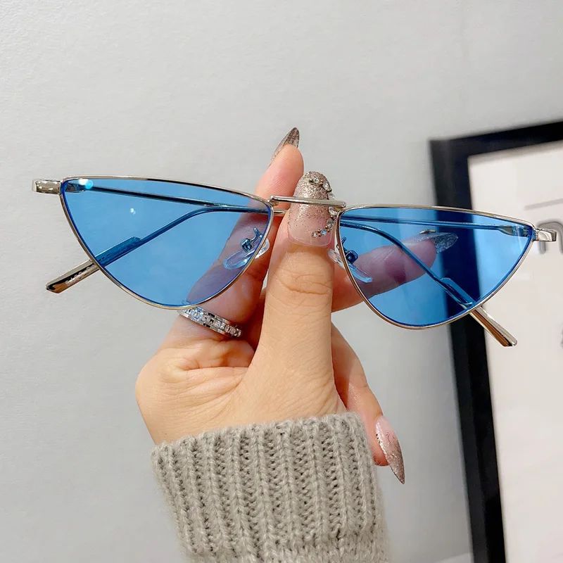 Women Small Cat Eye Metal UV400 Fashion Sunglasses 8