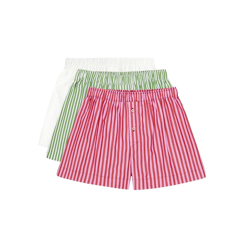 Women High Waist Vintage Striped Casual Summer Shorts 8