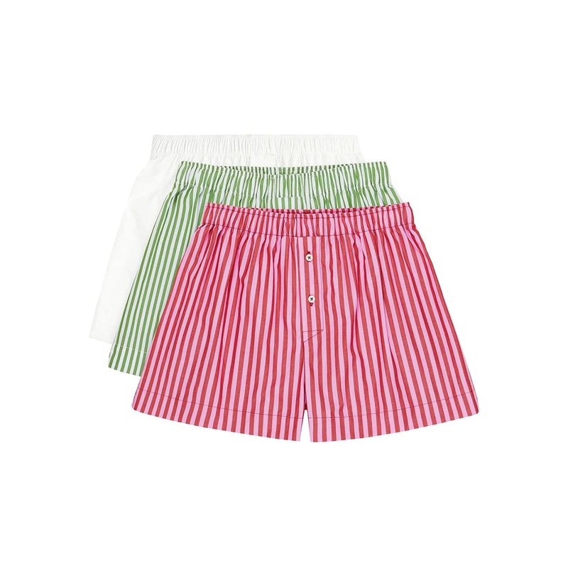 Women High Waist Vintage Striped Casual Summer Shorts 8