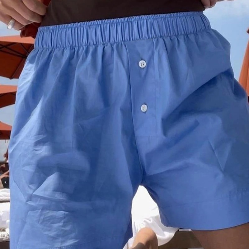 Women High Waist Vintage Striped Casual Summer Shorts 10