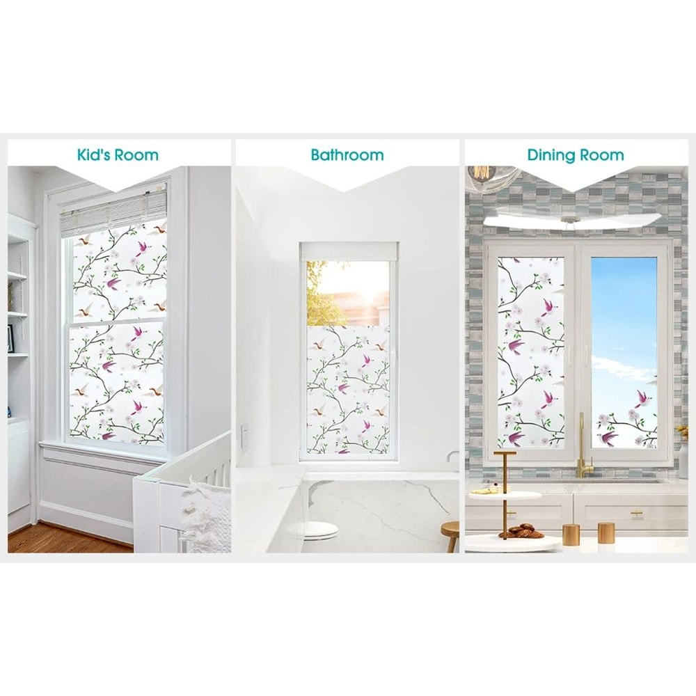 Frosted Privacy Window Film With Bird Decorative Decals 10