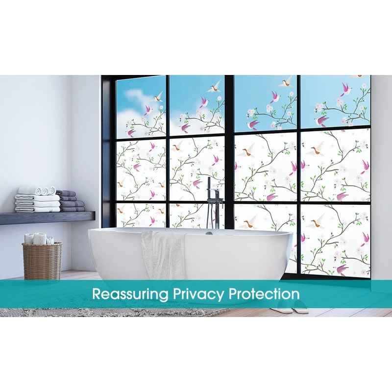 Frosted Privacy Window Film With Bird Decorative Decals 11