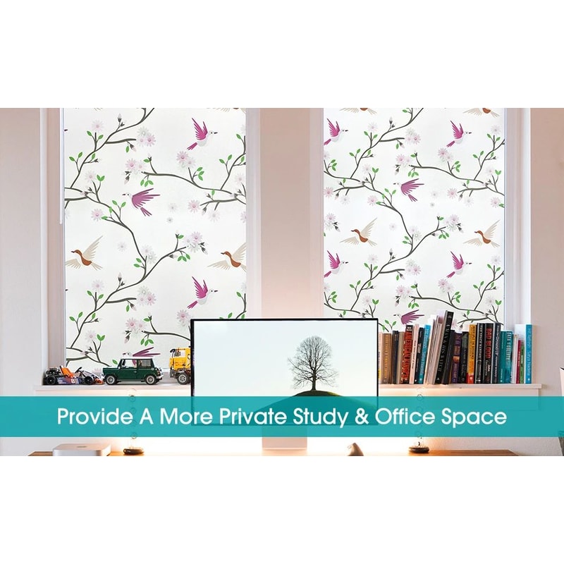 Frosted Privacy Window Film With Bird Decorative Decals 12