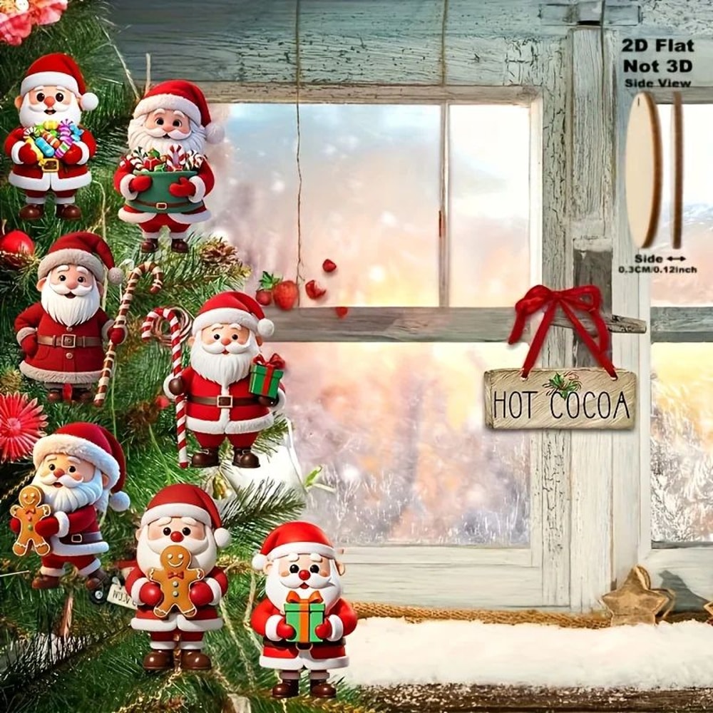 Christmas Wooden Gingerbread Man Tree Hanging Ornaments Set 5