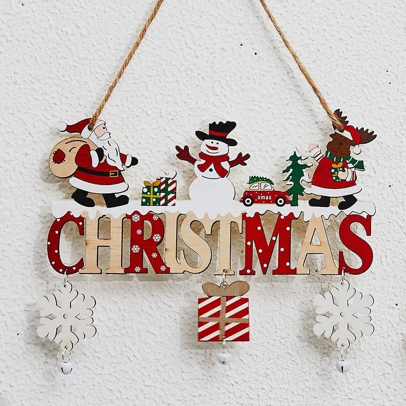 Christmas Wooden Hanging Ornament Merry Christmas Tree Pendant 5