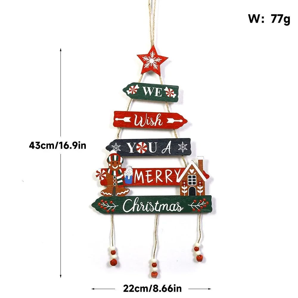 Christmas Wooden Hanging Ornament Merry Christmas Tree Pendant 4