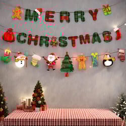 merry christmas santa snowman paper hanging banner decor