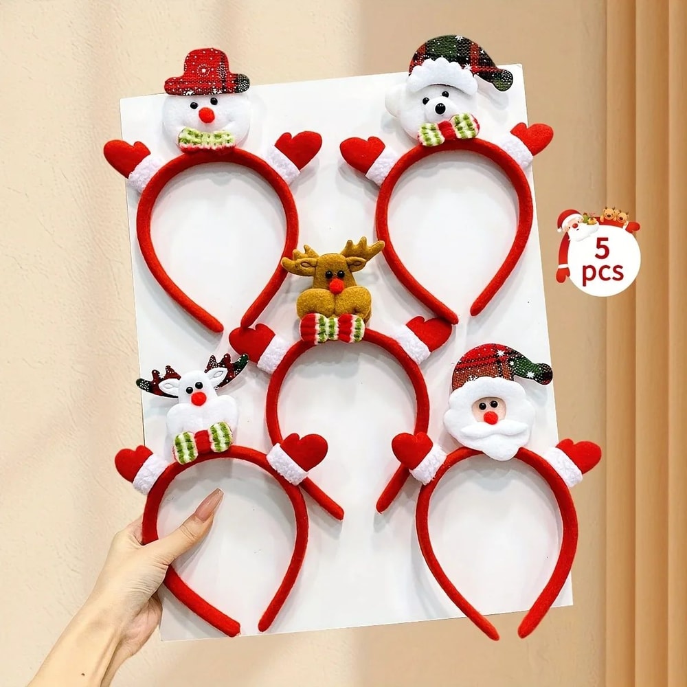 5pcs Christmas Santa Snowman Reindeer Party Headbands 2