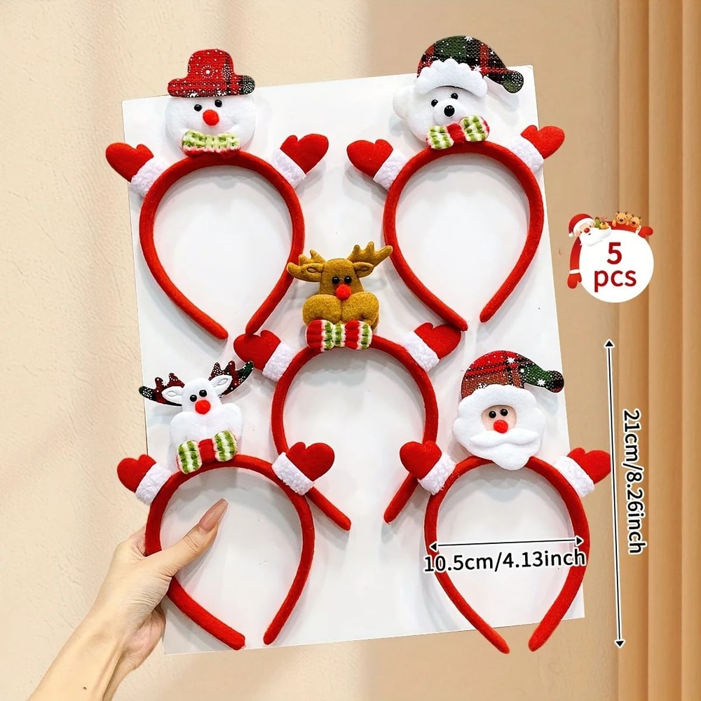 5pcs Christmas Santa Snowman Reindeer Party Headbands 3