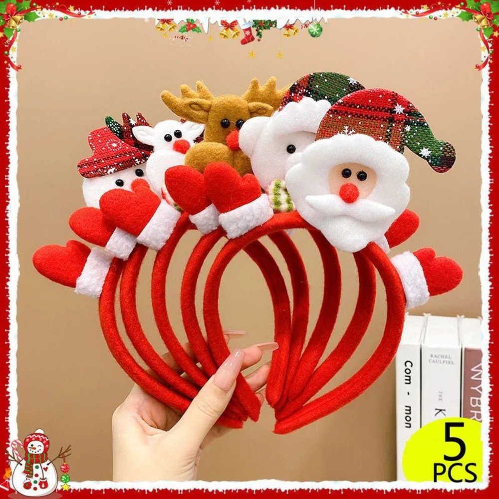 5pcs Christmas Santa Snowman Reindeer Party Headbands 5