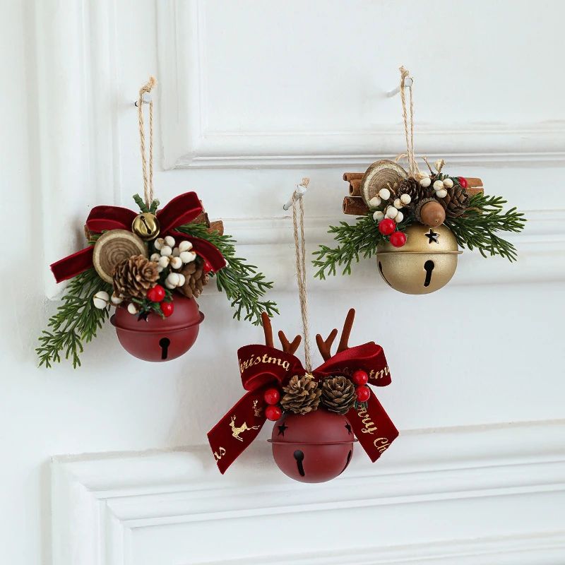Christmas Bell Antlers Pinecone Hanging Ornament Decor 3