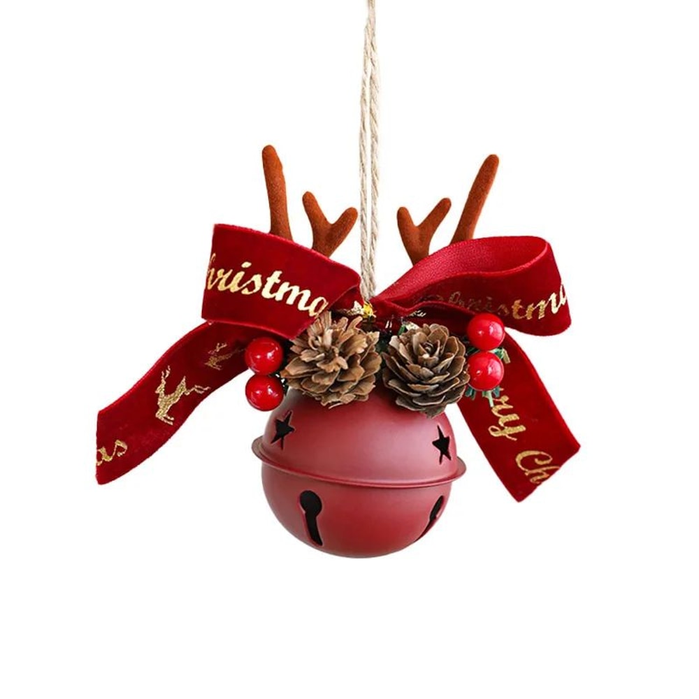 Christmas Bell Antlers Pinecone Hanging Ornament Decor 5