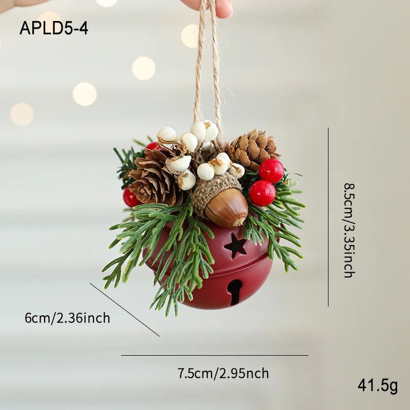 Christmas Bell Antlers Pinecone Hanging Ornament Decor 8