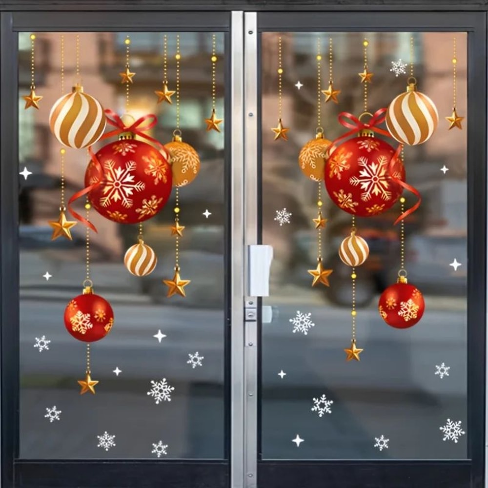 Christmas Window Stickers Snowflakes Balls Stars Decor 1