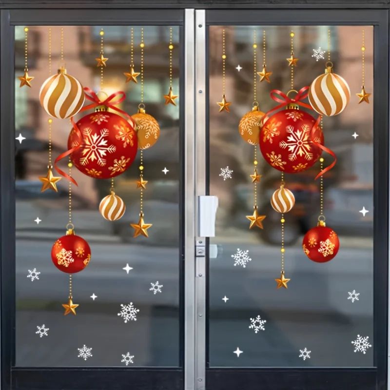 Christmas Window Stickers Snowflakes Balls Stars Decor 1