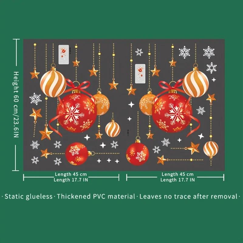 Christmas Window Stickers Snowflakes Balls Stars Decor 2