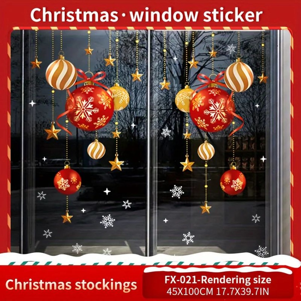 Christmas Window Stickers Snowflakes Balls Stars Decor 5