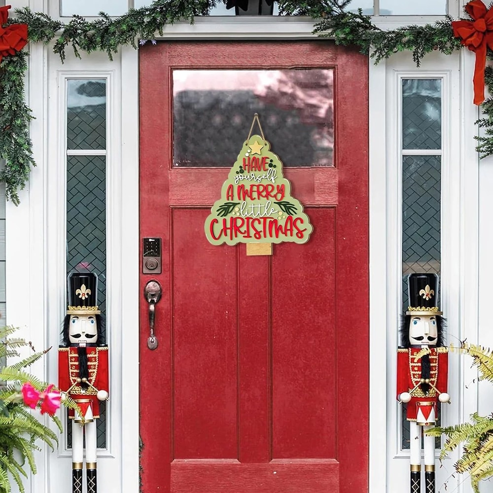 Rustic Wooden Christmas Bell Tree Hanging Ornament 2