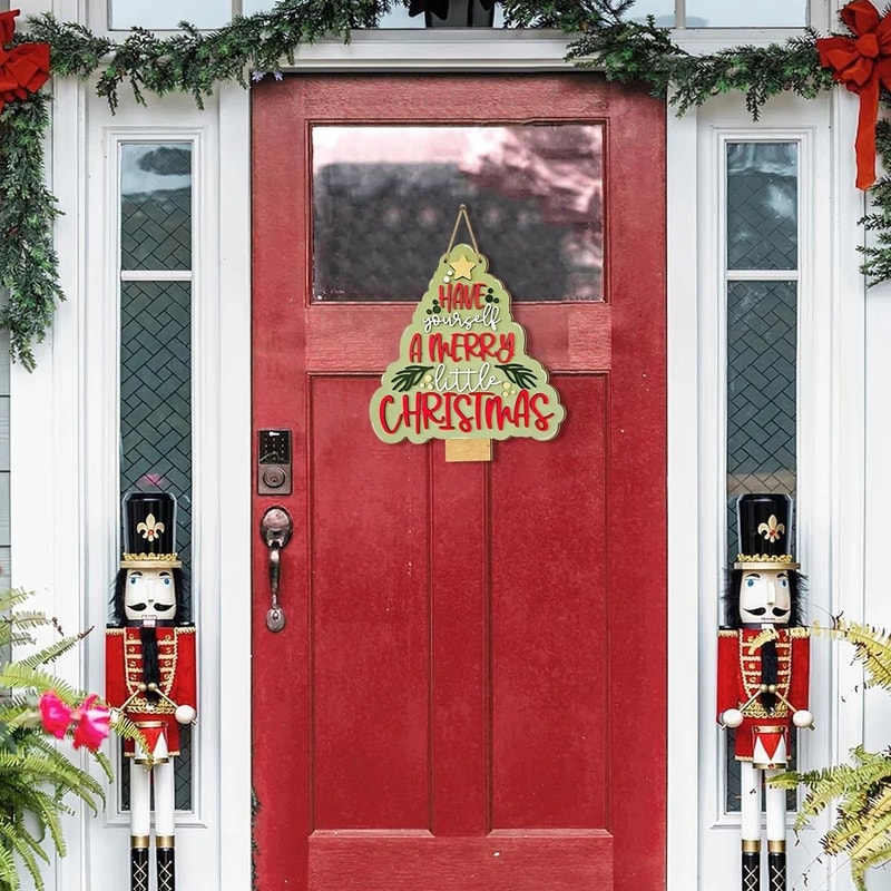 Rustic Wooden Christmas Bell Tree Hanging Ornament 2