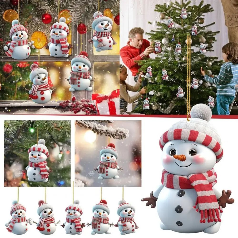5pcs Acrylic Snowman Christmas Tree Hanging Ornaments 1
