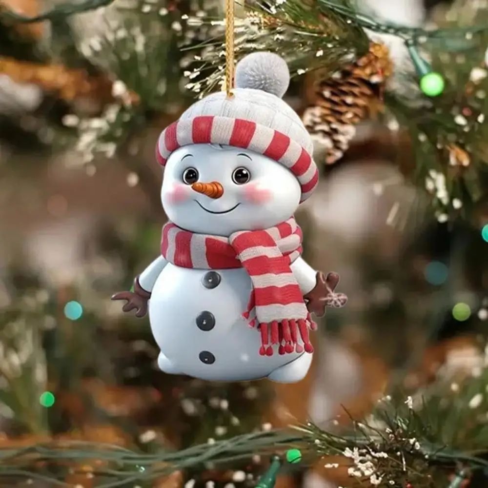 5pcs Acrylic Snowman Christmas Tree Hanging Ornaments 3